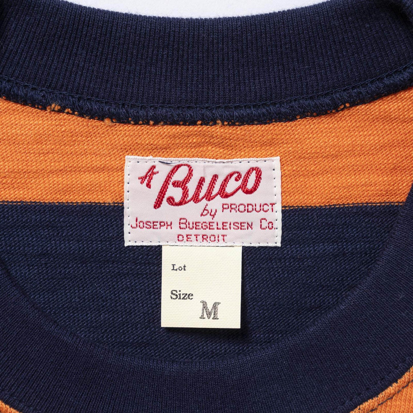 BUCO STRIPE TEE S/S:ORANGE×NAVY
