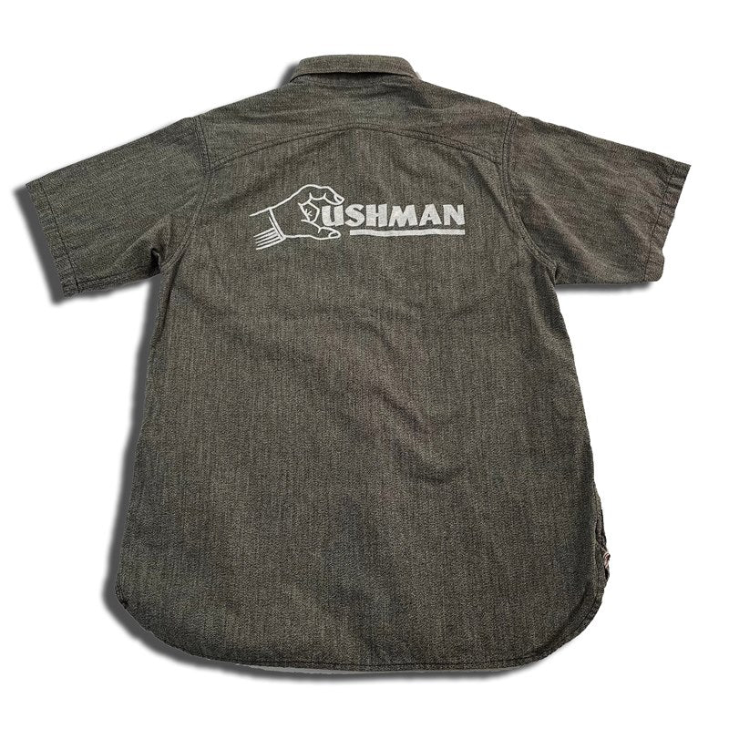 クッシュマン 25431 MIX CHAMBRAY WORK SHIRT ダークグレー メンズ 半袖 シャンブレー ワークシャツ