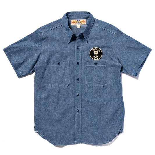 U.S. NAVY CHAMBRAY SHIRT S/S / USS KIDD:ワンウォッシュ