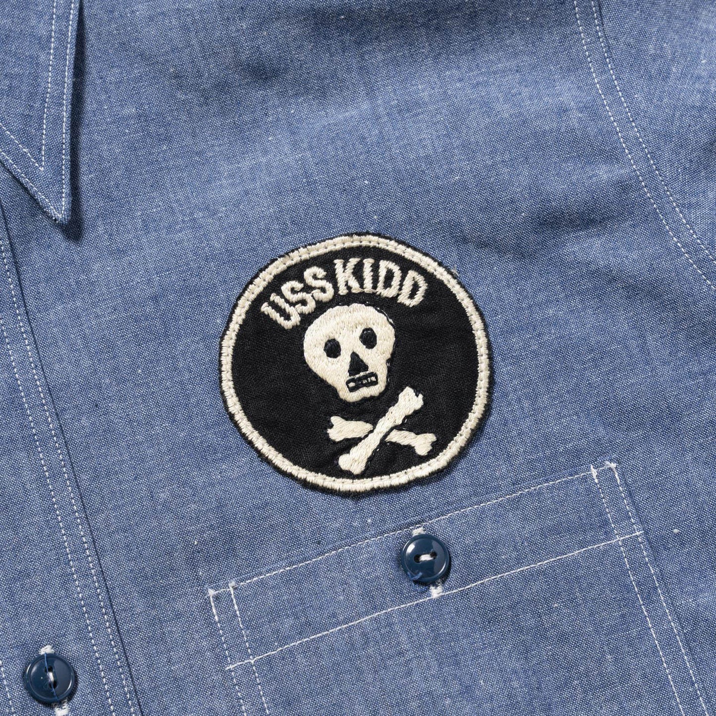 U.S. NAVY CHAMBRAY SHIRT S/S / USS KIDD:ワンウォッシュ