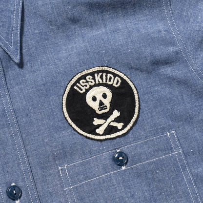 U.S. NAVY CHAMBRAY SHIRT S/S / USS KIDD:ワンウォッシュ