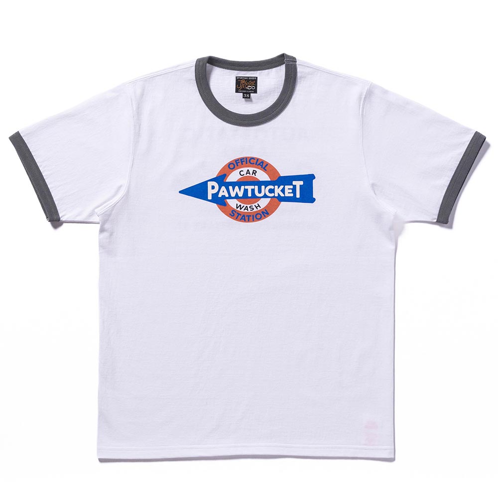 ジョーマッコイ MC24023 JOE MCCOY TEE / PAWTUCKET CAR WASH WHITE/D.TEAL / 312 メンズ プリント Tシャツ バックプリント リンガーT