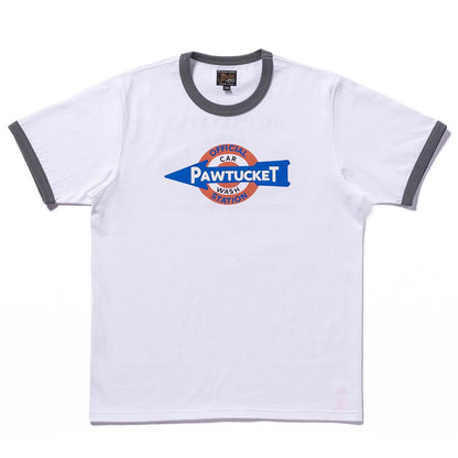 ジョーマッコイ MC24023 JOE MCCOY TEE / PAWTUCKET CAR WASH WHITE/D.TEAL / 312 メンズ プリント Tシャツ バックプリント リンガーT