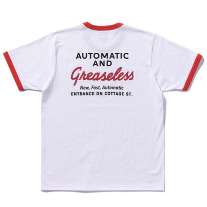 ジョーマッコイ MC24023 JOE MCCOY TEE / PAWTUCKET CAR WASH WHITE/SCARELT / 309 メンズ プリント Tシャツ バックプリント リンガーT