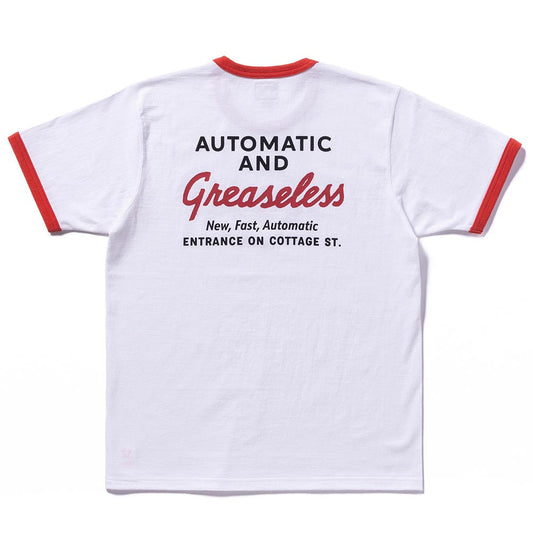 ジョーマッコイ MC24023 JOE MCCOY TEE / PAWTUCKET CAR WASH WHITE/SCARELT / 309 メンズ プリント Tシャツ バックプリント リンガーT