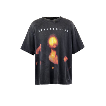 SAINT Mxxxxxx SM-HR8-0000-010 SS TEE / SAINT PRAISE / BLACK メンズ 半袖 プリント Tシャツ バックプリント