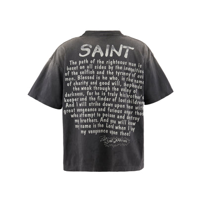 SAINT Mxxxxxx SM-HR8-0000-015 SS TEE /RAPTURE / BLACK メンズ 半袖 プリント Tシャツ バックプリント