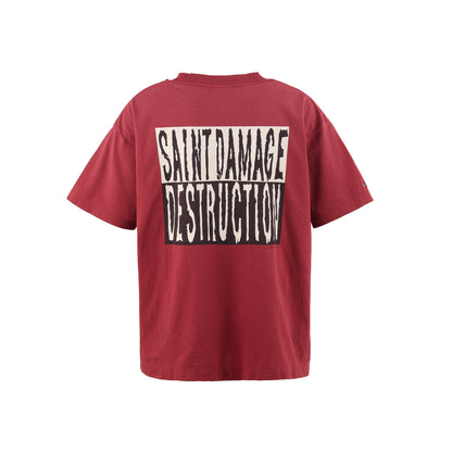 SAINT Mxxxxxx SM-HR8-0000-030 SS TEE /?/ BURGUNDY メンズ 半袖 プリント Tシャツ バックプリント