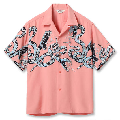 Lot No. SH39486 / HIGH DENSITY RAYON OPEN SHIRT “RATTLE SNAKE” :162) PINK