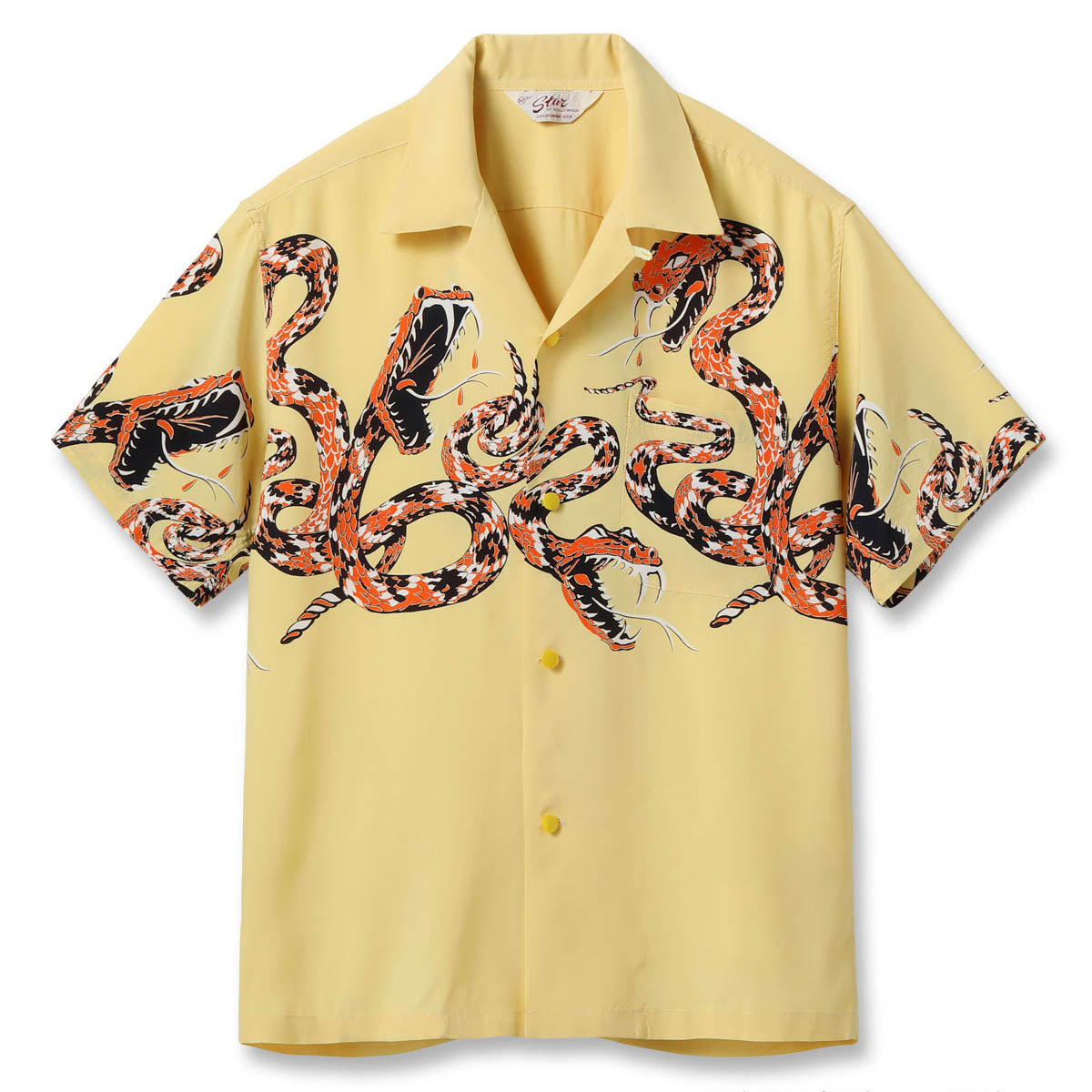 STAR OF HOLLYWOOD(スターオブハリウッド) Lot No. SH39486 / HIGH DENSITY RAYON OPEN SHIRT “RATTLE SNAKE” :155) YELLOW