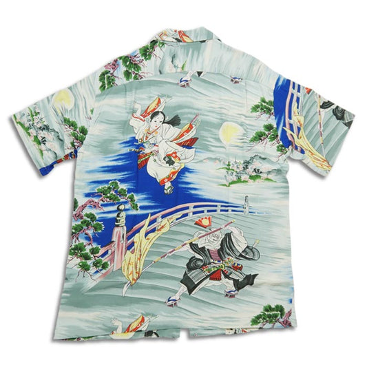 サンサーフ Lot No. SS39066 SUN SURF SPECIAL EDITION “USHIWAKAMARU FIGHTING BENKEI” グレー メンズ アロハシャツ