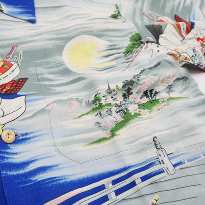 サンサーフ Lot No. SS39066 SUN SURF SPECIAL EDITION “USHIWAKAMARU FIGHTING BENKEI” グレー メンズ アロハシャツ