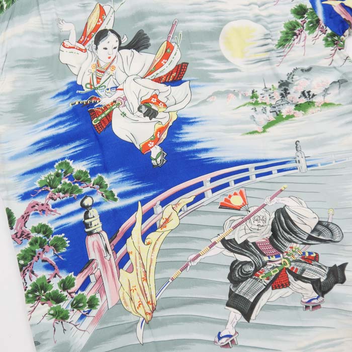 サンサーフ Lot No. SS39066 SUN SURF SPECIAL EDITION “USHIWAKAMARU FIGHTING BENKEI” グレー メンズ アロハシャツ