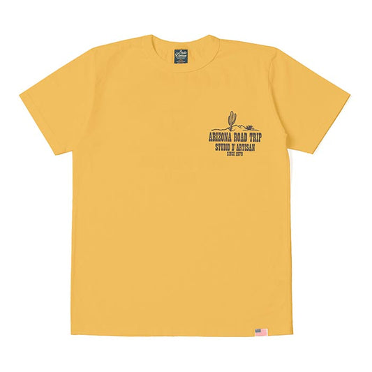 ステュディオ・ダ・ルチザン 8105A USAコットンプリントTシャツ イエロー アリゾナロードトリップ 半袖 バックプリント