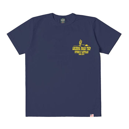 ステュディオ・ダ・ルチザン 8105A USAコットンプリントTシャツ ネイビー アリゾナロードトリップ 半袖 バックプリント