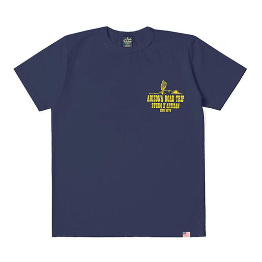 ステュディオ・ダ・ルチザン 8105A USAコットンプリントTシャツ ネイビー アリゾナロードトリップ 半袖 バックプリント