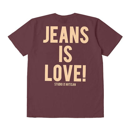 ステュディオ・ダ・ルチザン 8106A USAコットンプリントTシャツ ジーンズイズラブ バーガンディ 半袖 バックプリント