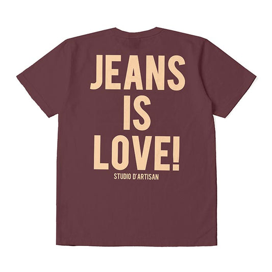 ステュディオ・ダ・ルチザン 8106A USAコットンプリントTシャツ ジーンズイズラブ バーガンディ 半袖 バックプリント