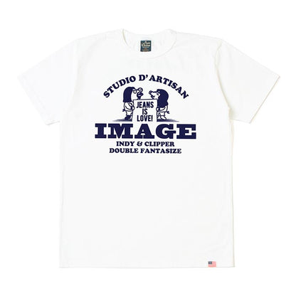 ステュディオ・ダ・ルチザン 8106A USAコットンプリントTシャツ ジーンズイズラブ ホワイト 半袖 バックプリント