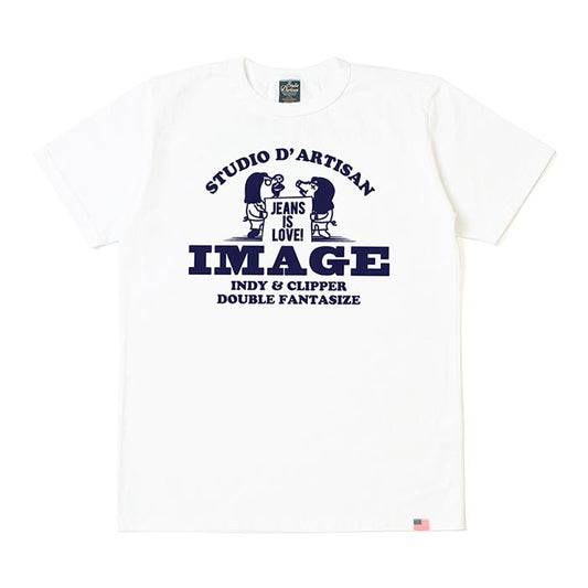 ステュディオ・ダ・ルチザン 8106A USAコットンプリントTシャツ ジーンズイズラブ ホワイト 半袖 バックプリント