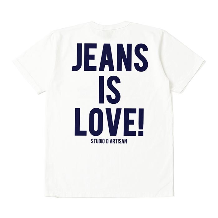 ステュディオ・ダ・ルチザン 8106A USAコットンプリントTシャツ ジーンズイズラブ ホワイト 半袖 バックプリント