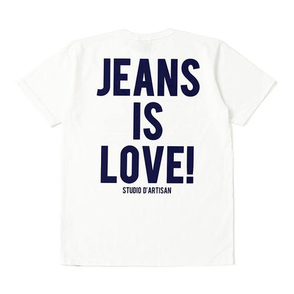 ステュディオ・ダ・ルチザン 8106A USAコットンプリントTシャツ ジーンズイズラブ ホワイト 半袖 バックプリント