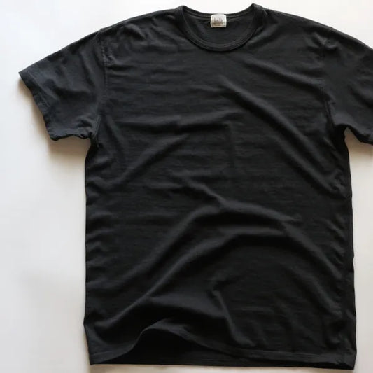 SUPIMA COTTON CLASSIC DOUBLE BINDER CREW:【 R.BLACK 】