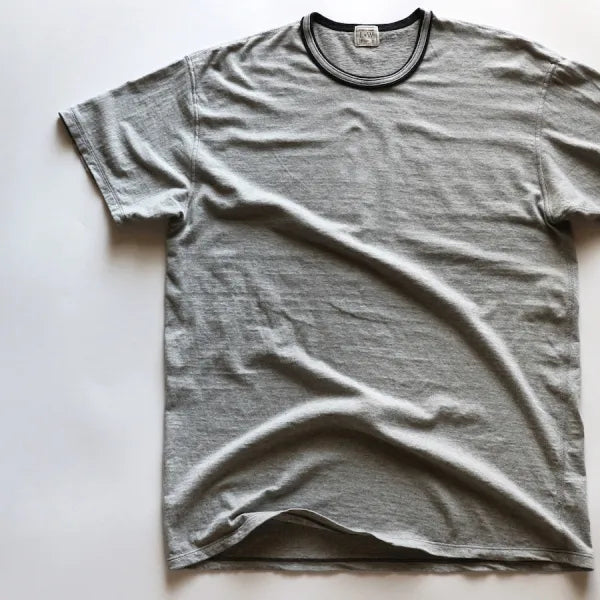 SUPIMA COTTON CLASSIC DOUBLE BINDER CREW:【 2TONE V.GREY 】