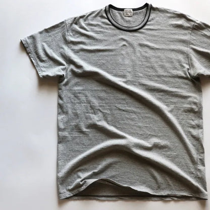 SUPIMA COTTON CLASSIC DOUBLE BINDER CREW:【 2TONE V.GREY 】