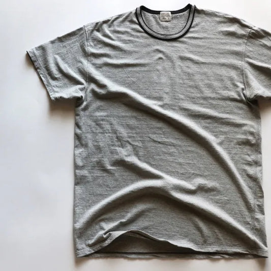 SUPIMA COTTON CLASSIC DOUBLE BINDER CREW:【 2TONE V.GREY 】