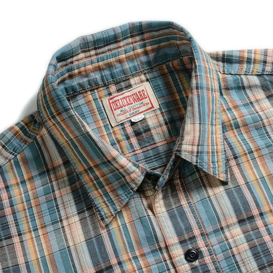 デラックスウエア LV-26 WRG CHECK WRG.BLU メンズ 長袖 チェックシャツ