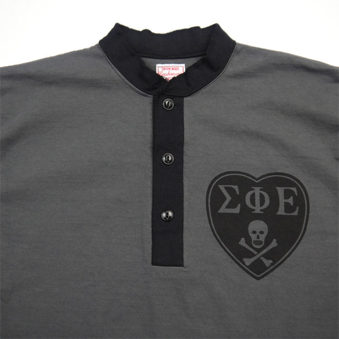 クッシュマン 26804 HENLEY NECK T-Shirt ΣΦΕ ツートンボディ ヘンリーネックTシャツ ブラック メンズ