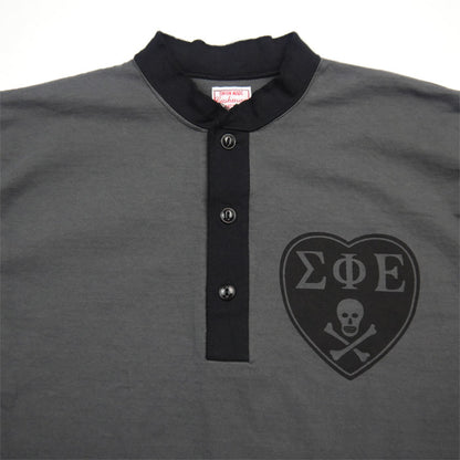 クッシュマン 26804 HENLEY NECK T-Shirt ΣΦΕ ツートンボディ ヘンリーネックTシャツ ブラック メンズ