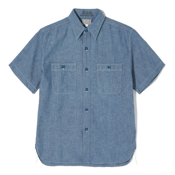 バズリクソンズ Lot No. BR35856 BLUE CHAMBRAY WORK SHIRTS (SHORT SLEEVE) メンズ ブルー シャンブレー ワーク シャツ 半袖