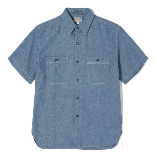 バズリクソンズ Lot No. BR35856 BLUE CHAMBRAY WORK SHIRTS (SHORT SLEEVE) メンズ ブルー シャンブレー ワーク シャツ 半袖