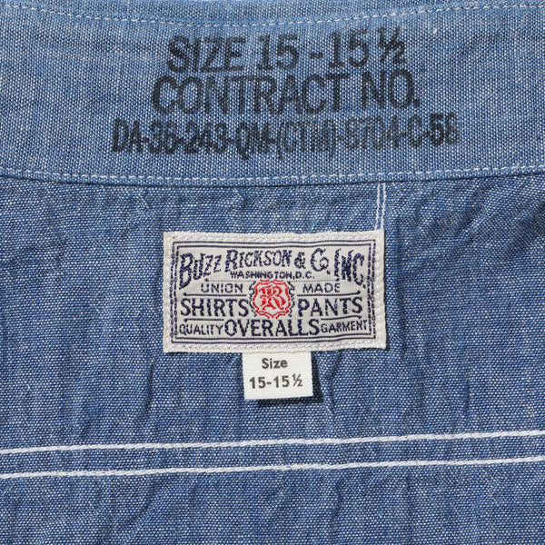 バズリクソンズ Lot No. BR35856 BLUE CHAMBRAY WORK SHIRTS (SHORT SLEEVE) メンズ ブルー シャンブレー ワーク シャツ 半袖