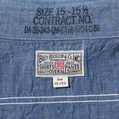 バズリクソンズ Lot No. BR35856 BLUE CHAMBRAY WORK SHIRTS (SHORT SLEEVE) メンズ ブルー シャンブレー ワーク シャツ 半袖