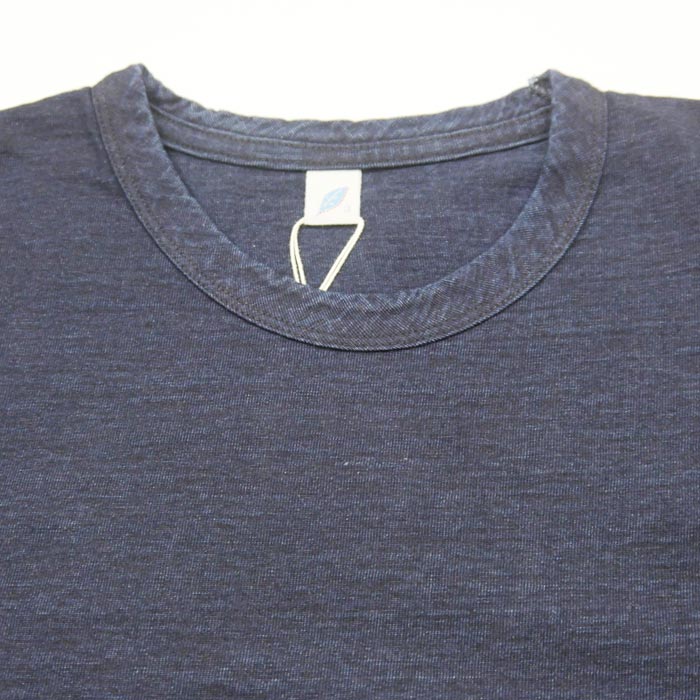 ピュアブルージャパン SS-5011-D Indigo Jersey Crew Neck T-s hirt Deep Indigo インディゴ天竺クルーネックTシャツ ディープインディゴ メンズ 無地 半袖 カットソー リーフ刺繍
