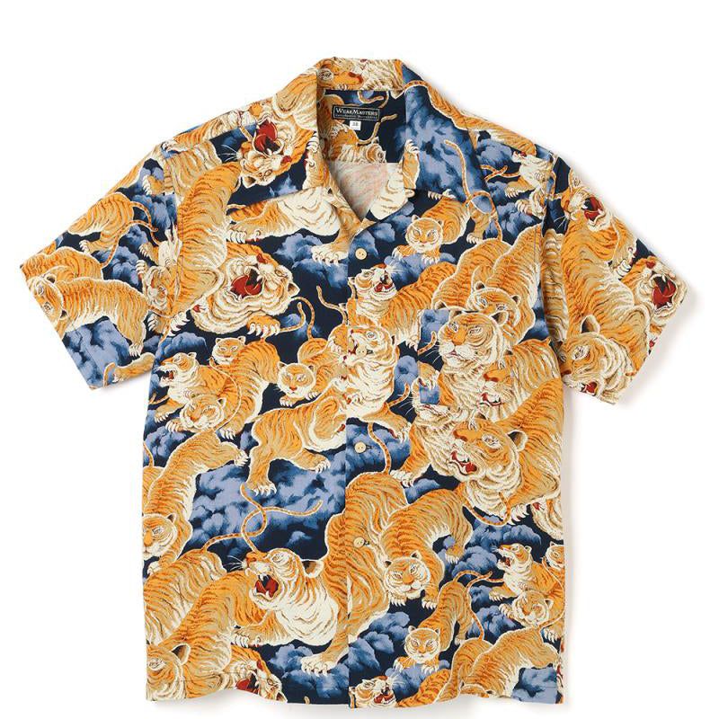 ウエアマスターズ Lot.753 One Hundred Tigers Shirt -Navy×Orange- メンズ アロハ 百虎
