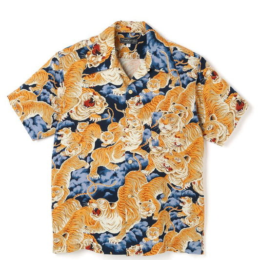 ウエアマスターズ Lot.753 One Hundred Tigers Shirt -Navy×Orange- メンズ アロハ 百虎