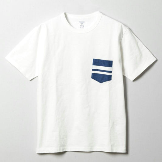 桃太郎ジーンズ MOMOTARO JEANS MHTS0003 ZIMBABWE COTTON DENIMPOCKET S/S T-SHIRTS ホワイト