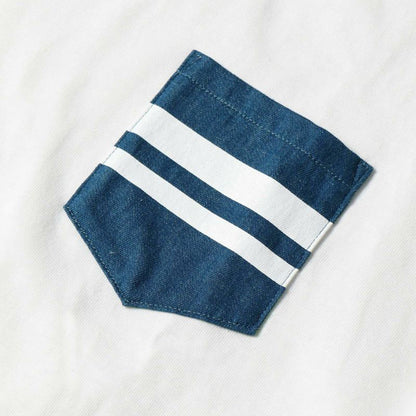 桃太郎ジーンズ MOMOTARO JEANS MHTS0003 ZIMBABWE COTTON DENIMPOCKET S/S T-SHIRTS ホワイト