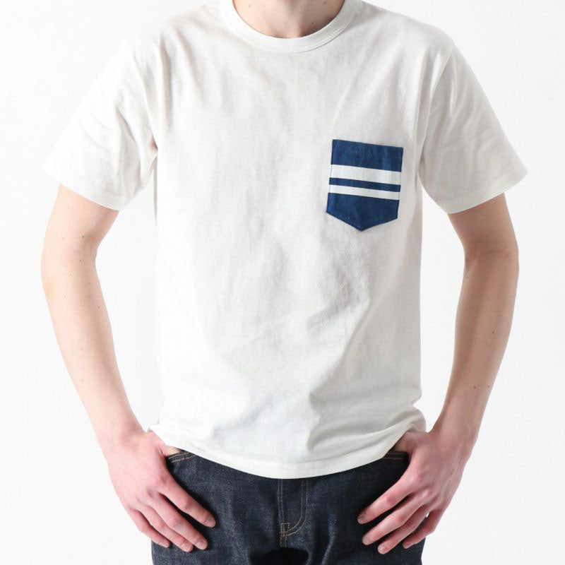桃太郎ジーンズ MOMOTARO JEANS MHTS0003 ZIMBABWE COTTON DENIMPOCKET S/S T-SHIRTS ホワイト