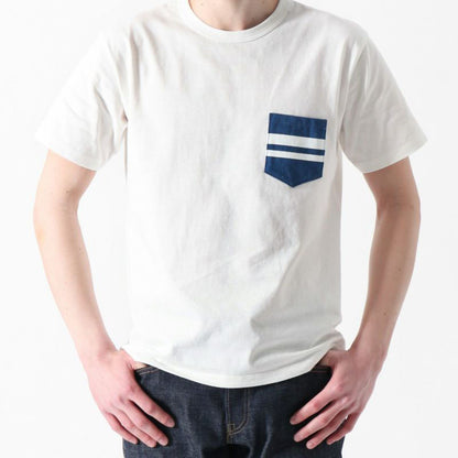 桃太郎ジーンズ MOMOTARO JEANS MHTS0003 ZIMBABWE COTTON DENIMPOCKET S/S T-SHIRTS ホワイト