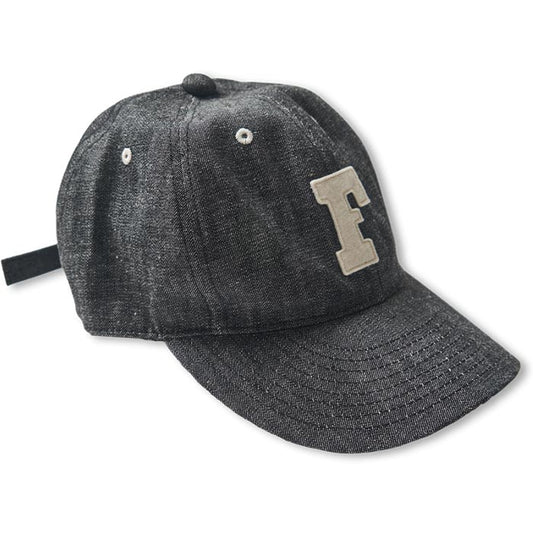 フルカウント 6843 6Panel Denim Baseball Cap 'F' Patch ブラック メンズ デニム ベースボール キャップ 10oz ジンバブエコットン F フェルトワッペン