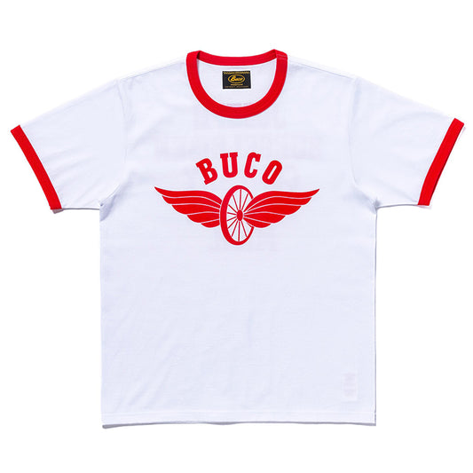 BUCO TEE / FLYING WHEEL:WHITE/RED