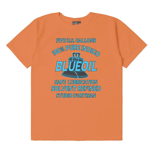 ステュディオ・ダ・ルチザン 8147B 吊り編みプリントTシャツ オレンジ メンズ 半袖 カットソー