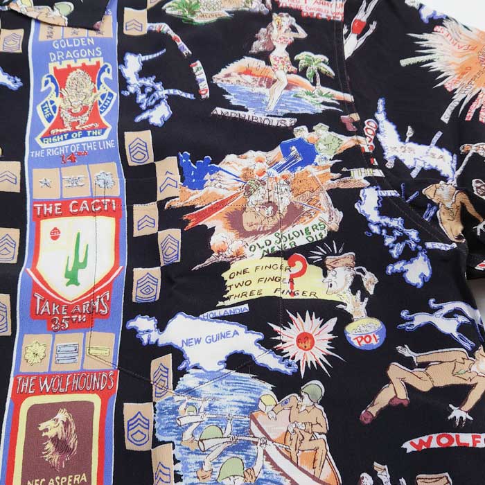 サンサーフ Lot No. SS38869 SUN SURF × BUZZ RICKSON'S SPECIAL ED ITION “TROPIC LIGHTNING” 119 ブラック アロハシャツ メンズ