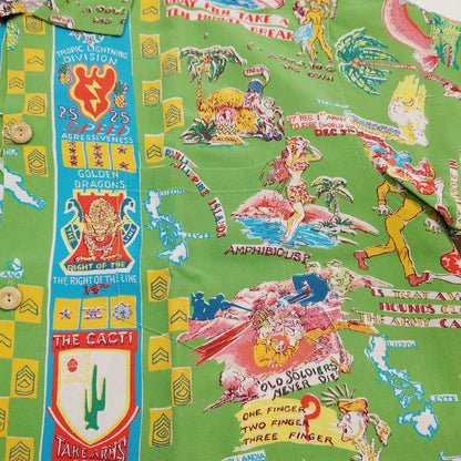 サンサーフ Lot No. SS38869 SUN SURF × BUZZ RICKSON'S SPECIAL ED ITION “TROPIC LIGHTNING” 145 グリーン アロハシャツ メンズ