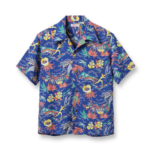 サンサーフ Lot No. SS38801 RAYON HAWAIIAN SHIRT “HALEKULANI” ネイビー 半袖 レーヨン アロハシャツ